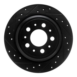 Volvo V70 Brake Rotor (1) - Rear Left - R1 Concepts - Drilled & Slotted - Black - `99-`00